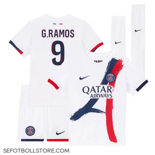 Paris Saint-Germain Goncalo Ramos #9 Replika babykläder Bortaställ Barn 2024-25 Kortärmad (+ korta byxor)